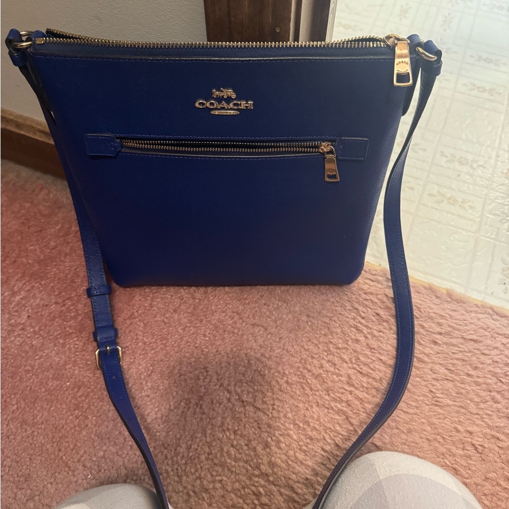 Coach Royal Blue Crossbody Bag with Gold Accents